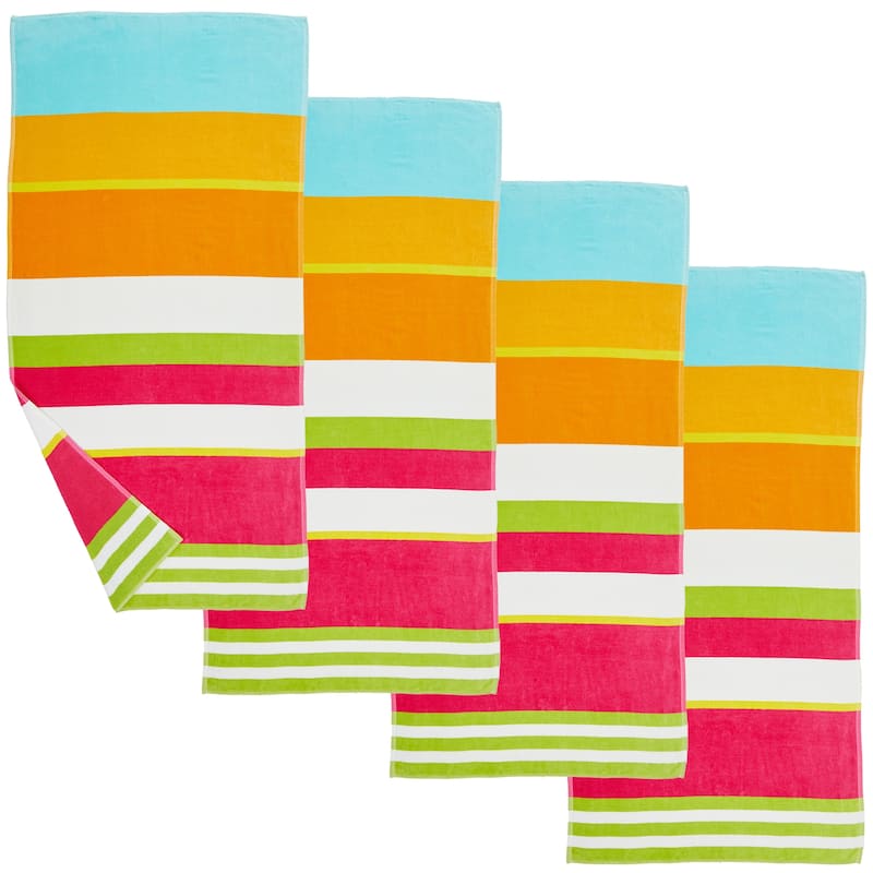 Luxurious Cotton Vibrant Colored Striped Beach Towel