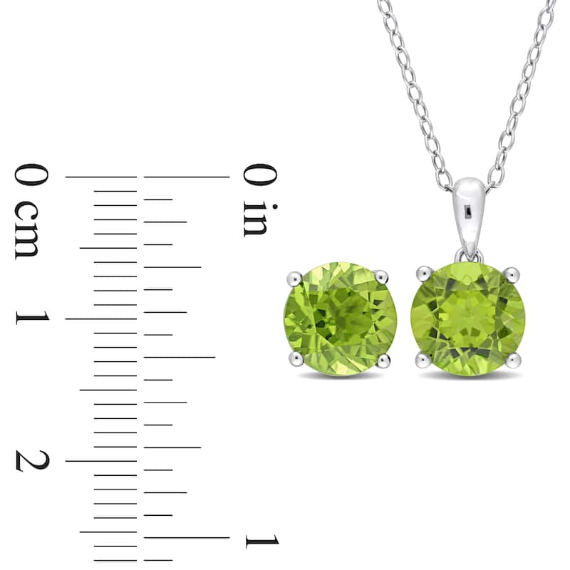 Miadora Gemstone Birthstone Earrings and Necklace Set Sterling Silver