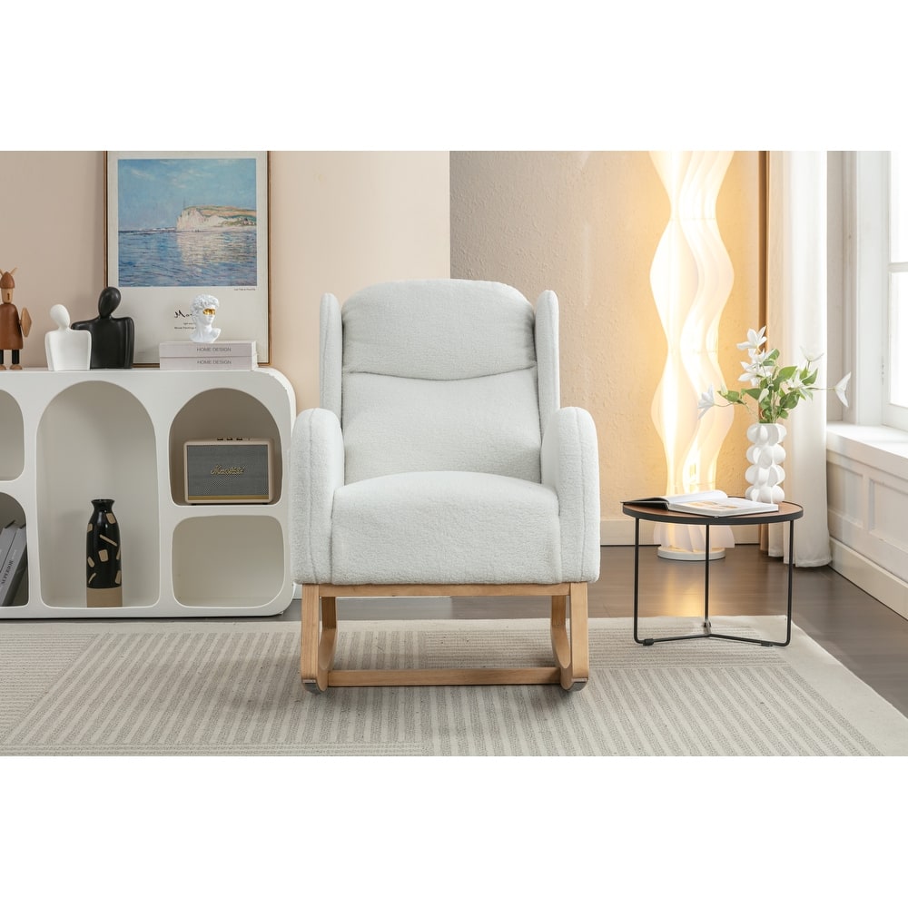 GDFStudio- Harper Modern Tufted Back Teddy Rocking Chair for Living Room or Bedroom Comfort