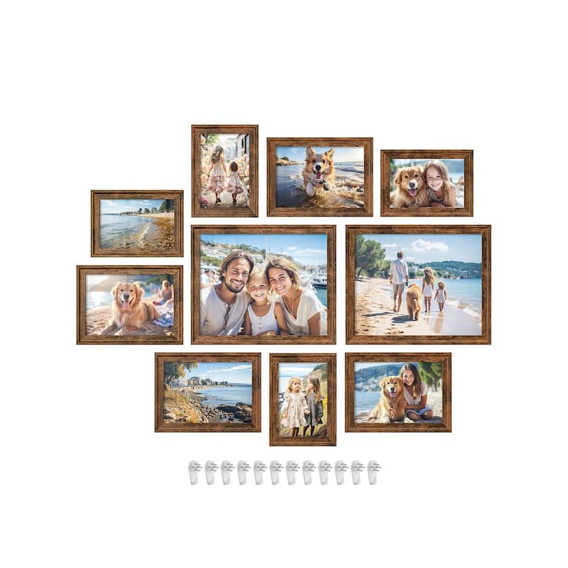 Wall Mounted or Tabletop Picture Frames with Glass Ideal Gift for Birthdays or Any Occasion - Brown