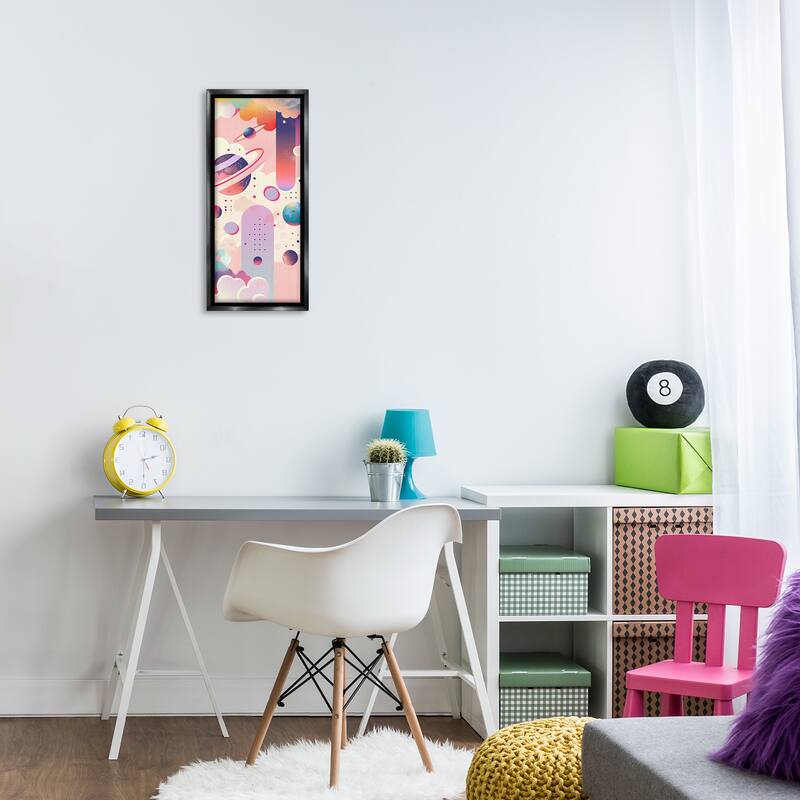 Stupell Surreal Geometric Planets Scene Framed Floater Canvas Wall Art Design By Wumples