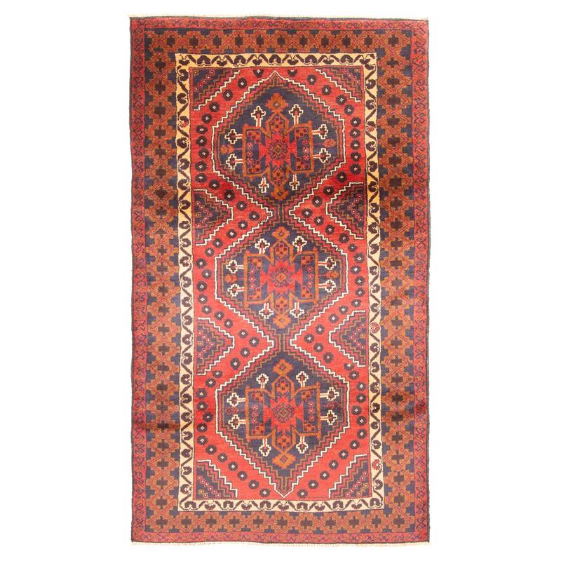 ECARPETGALLERY Hand-knotted Teimani Dark Red Wool Rug - 3'7 x 6'8