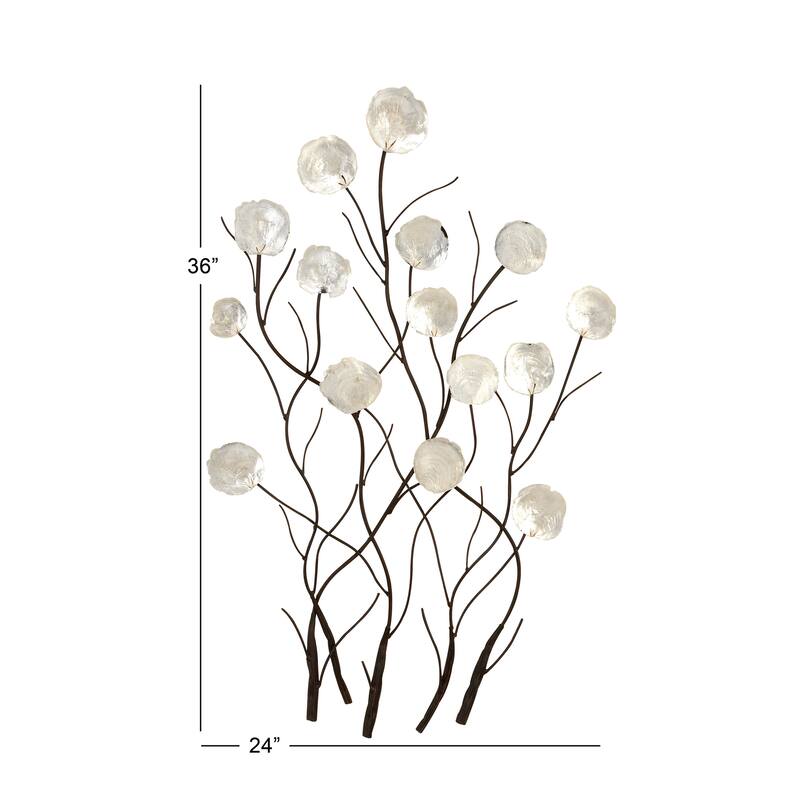 Capiz Shell Floral Wall Decor with Capiz Accents - White - Roche River Decor