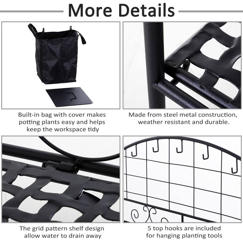 Outsunny Outdoor Folding Potting Bench with Storage & Spacious Workspace, Garden Table