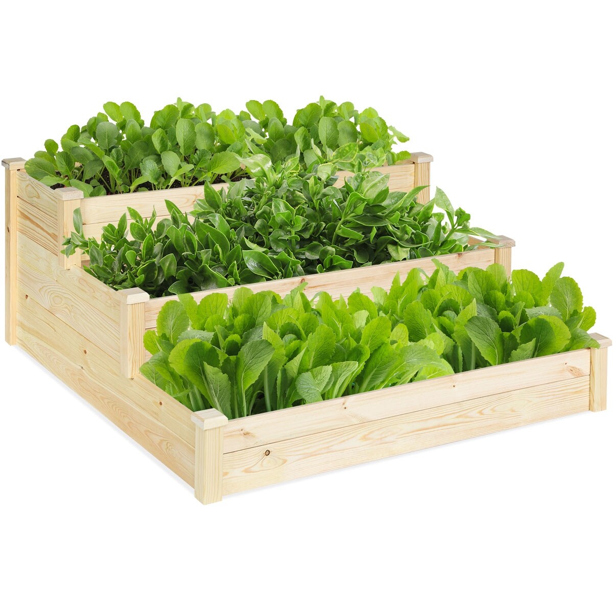 Shop Costway Wooden Raised Vegetable Garden Bed 3 Tier Elevated