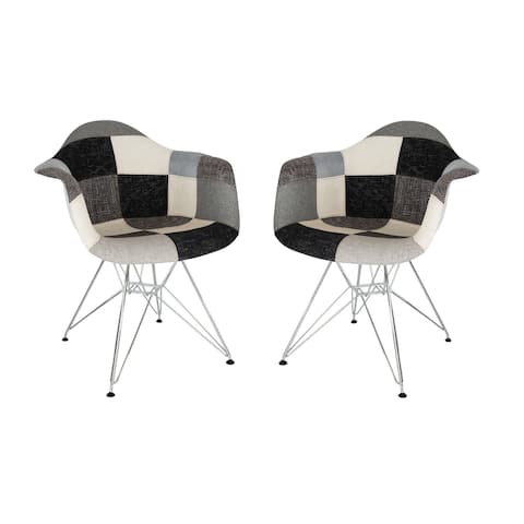 LeisureMod Willow Fabric Accent Chair With Chrome Legs Set of 2