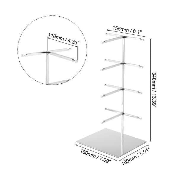 dimension image slide 1 of 3, Sunglasses Display Stand, 1Pcs - Stainless Steel 4-tier Sunglass Rack