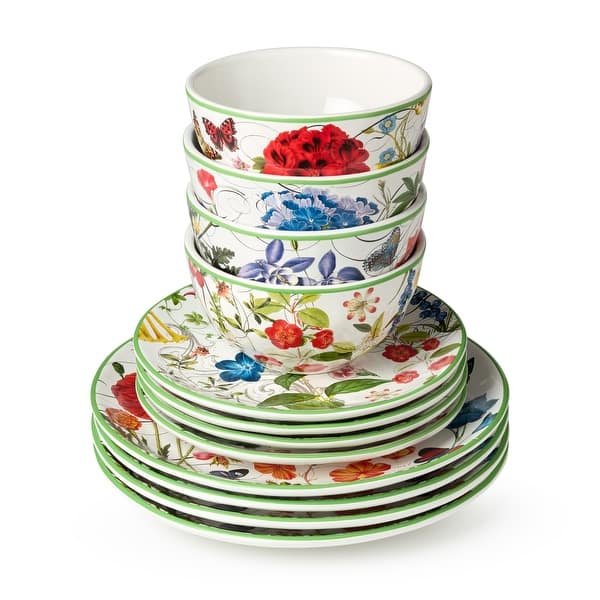 Ensemble de vaisselle avec fleurs 16 pièces – Eugène Allard