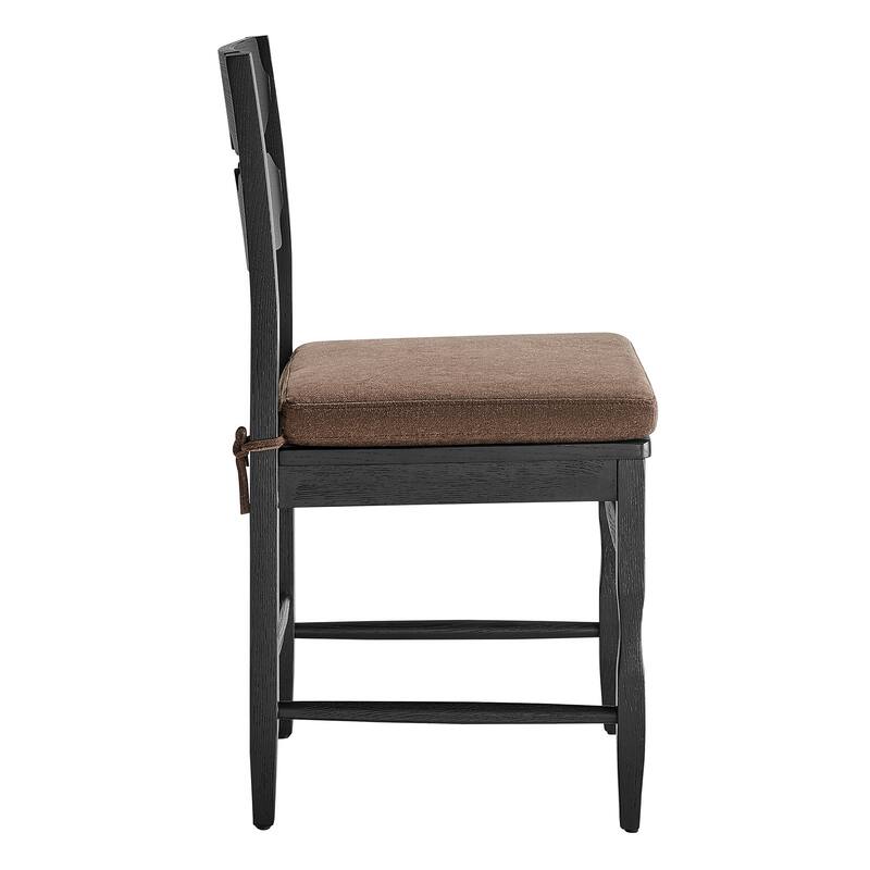 Jax Oak Wood Dining Chair With Wavy Razor Back and Cushion