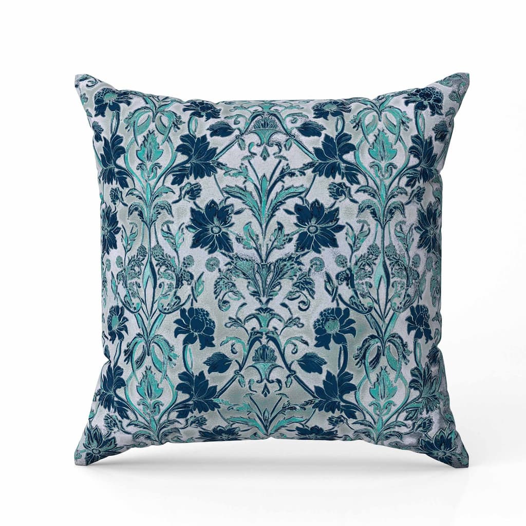 Oceanic Bloom Faux Suede Reversible Throw Pillow Blue and Teal