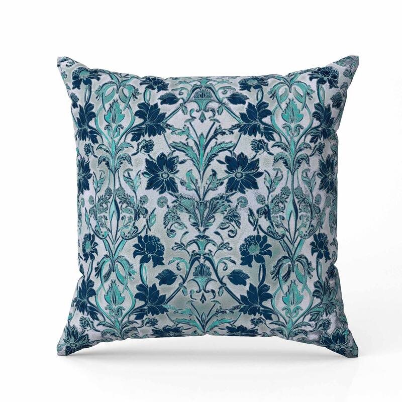 Oceanic Bloom Indoor/Outdoor Reversible Throw Pillow Blue and Teal