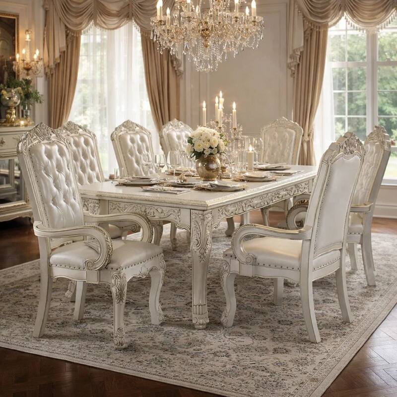 Aurora 27 Inch Executive Office Chair, Faux Leather, Tufted, Bone White