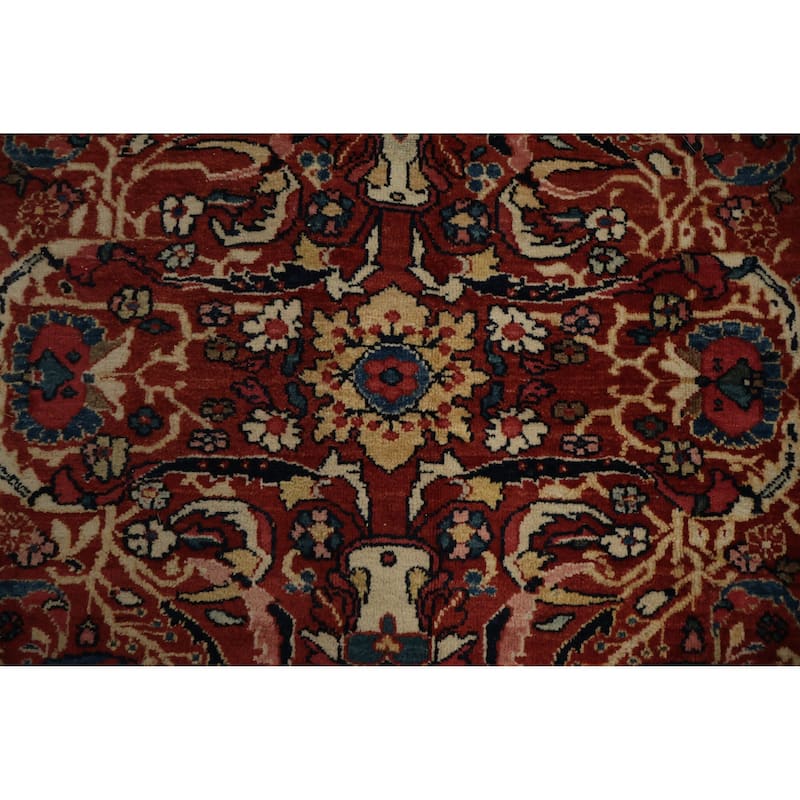 Hand Knotted Oriental 100% Wool Carpet Traditional Floral Oranges & Rust Mahal Area Rug - 10' 3'' X 6' 11''