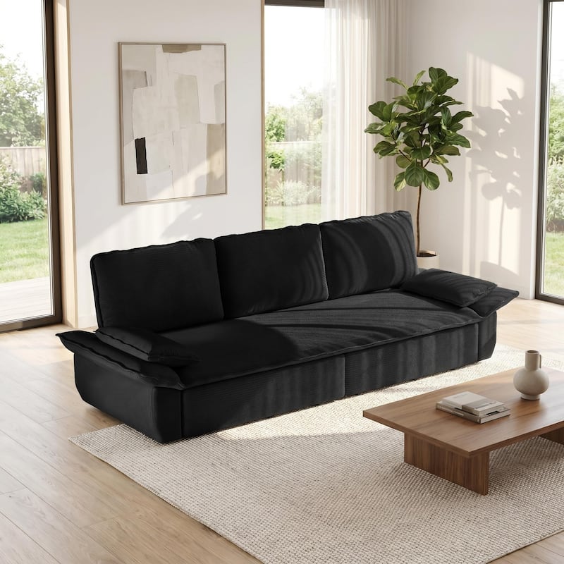 Homy Casa 73.2''/94.5" Queen/King Pull Out Sofa Bed, 3-in-1 Corduroy/Velvet Sleeper Couch