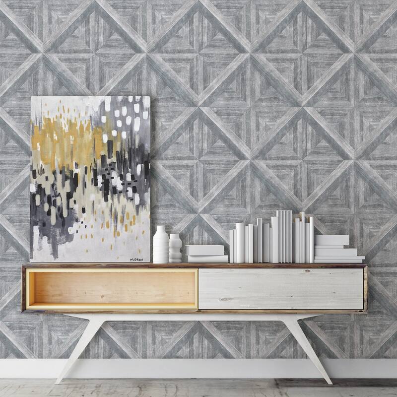 A-Street Prints Carriage Grey Geometric Wood Wallpaper