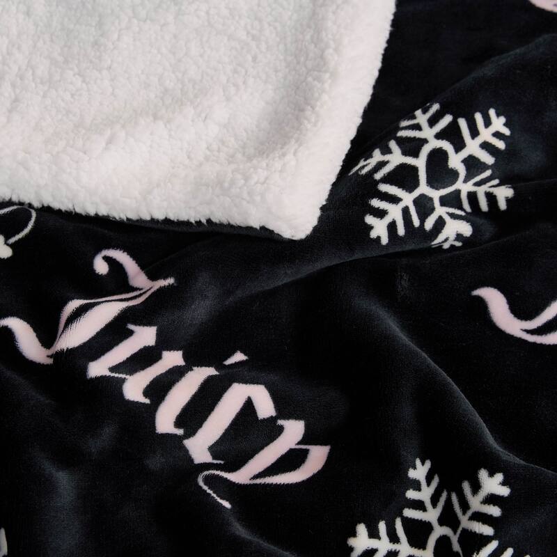 Juicy Couture Plush Reversible Sherpa Throw Blanket
