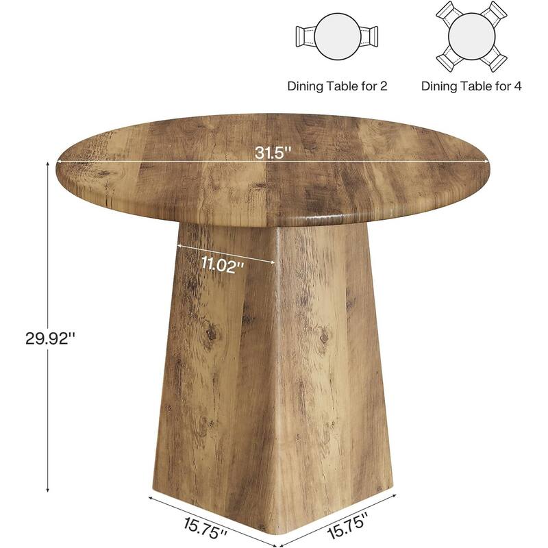31.5-Inch Round Dining Room Table for 2-4, Small Kitchen Dinner Table for Dining Room Living Room