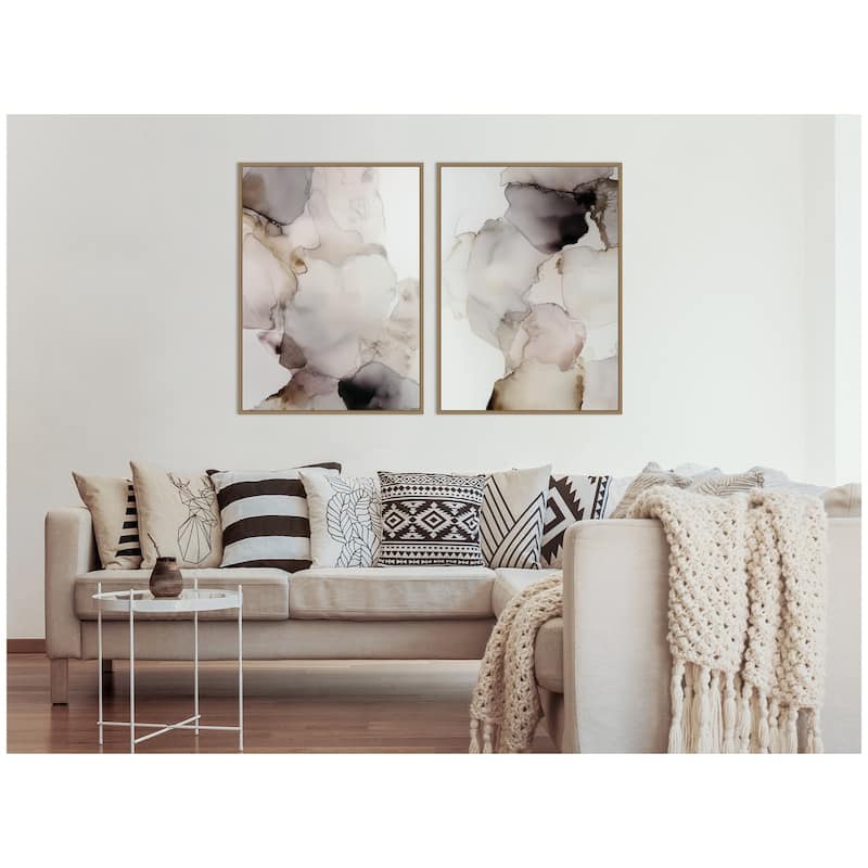 Kate and Laurel Smoke No. 1 & No. 2 2 Piece Framed Canvas Wall Art Set by Amy Lighthall