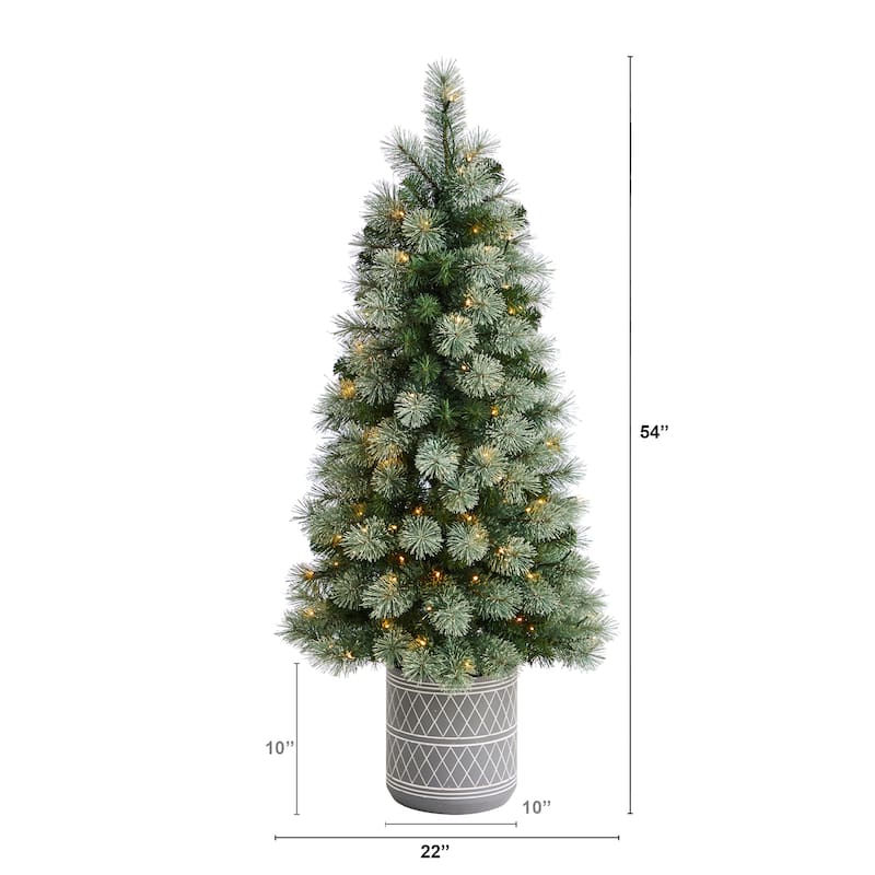 4.5’ Pre-lit Nova Scotia Artificial Christmas Potted Tree, LED Lights - 4.5 Foot