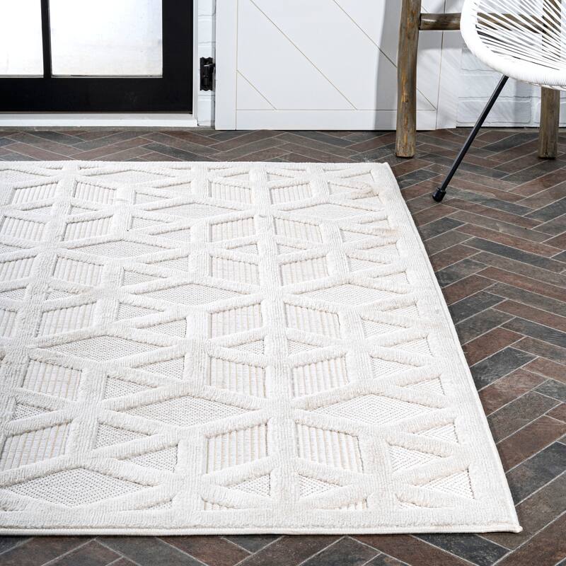 JONATHAN Y Peralta Neutral Geometric Indoor/Outdoor Area Rug