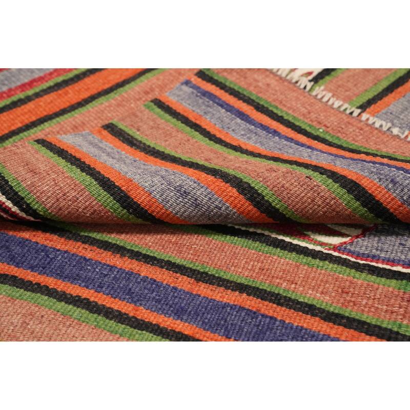 Hand Woven Oriental 100% Wool Carpet Southwestern Tribal Multi-Colored Kilim Runner Rug - 9' 3'' X 4' 3''