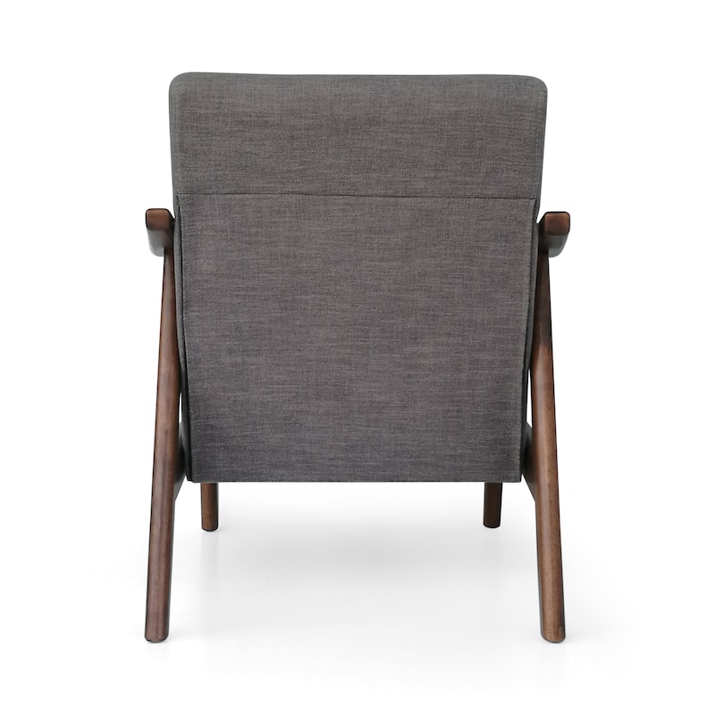 Mid Century Modern 25.25" Upholstered Button Tufted Accent Chair with Rubber Wood Legs