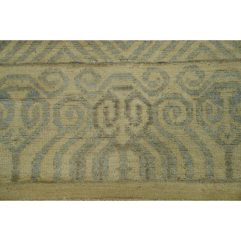 Handmade Wool Oushak Vegetable Dye Area Rug, Floral Geometric carpet - 11' 7'' X 9' 2''