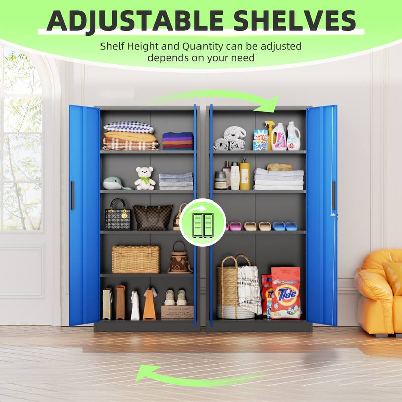 71'' H x 32'' W Metal Garage Storage Cabinet with Locking Doors and Adjustable Shelves