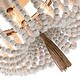 preview thumbnail 8 of 12, 3-Light Bohemia Antique White Wood Beaded Flush Mount Ceiling Light with Brown Rope Tassel - 12.6 in. W