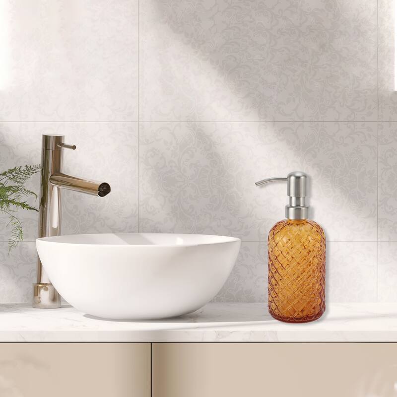 Simple Cylindrical Soap Pump Dispenser for Bath 400ml 1 Pcs - Orange Silver Tone
