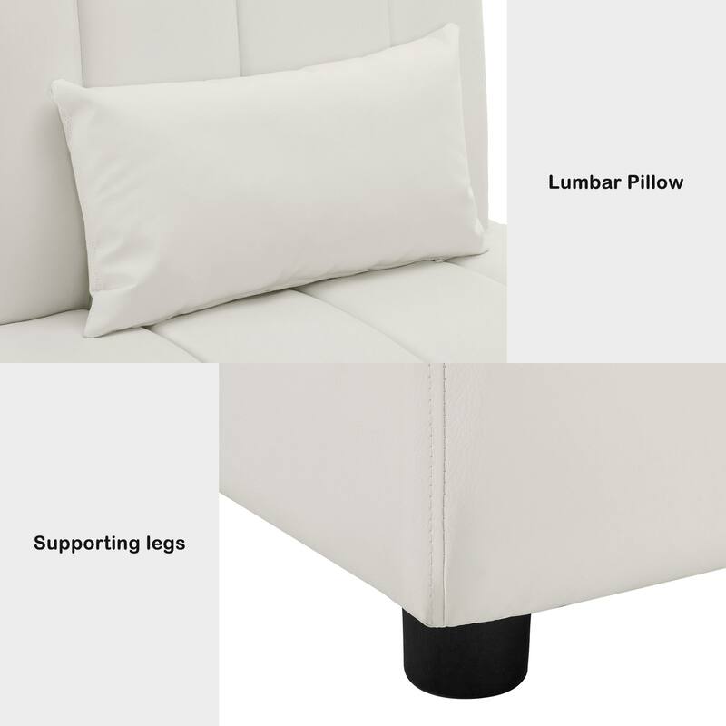 MCombo Accent Sofa Chair, Faux Leather Upholstered Armless Chair, Modular Guest Reception Chair for Waiting Room Office