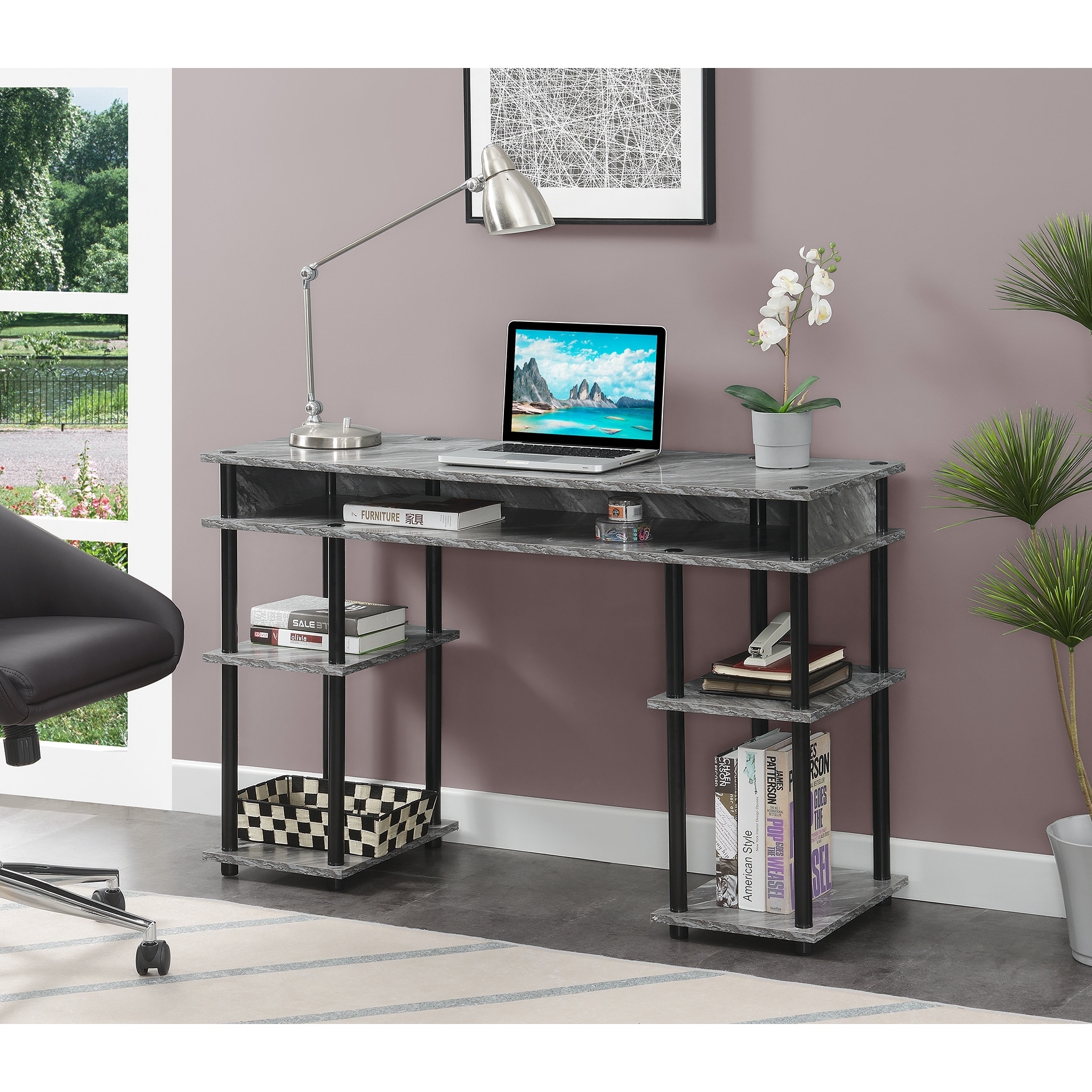 Convenience Concepts Designs2Go No Tools Student Desk with Shelves