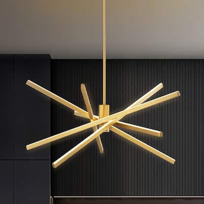5-Light Modern Sputnik Linear Pendant Lights Integrated LED Kitchen Island Lighting