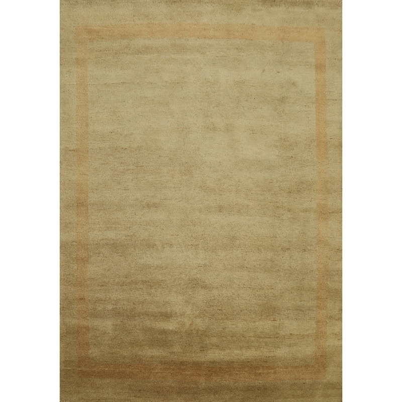 Hand Knotted Oriental 100% Wool Carpet Modern Contemporary Yellow & Gold Gabbeh Area Rug - 9' 11'' X 8' 3''