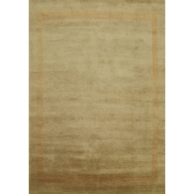 Hand Knotted Oriental 100% Wool Carpet Modern Contemporary Yellow & Gold Gabbeh Area Rug - 9' 11'' X 8' 3''
