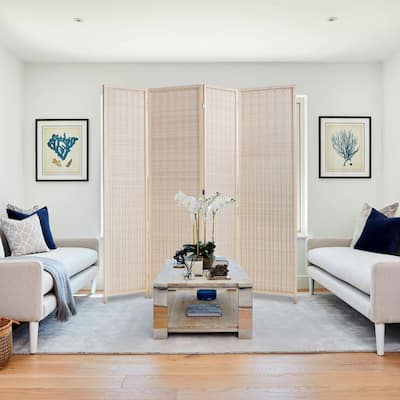 Evander 6ft Bamboo 4-Panel Folding Room Divider Screen