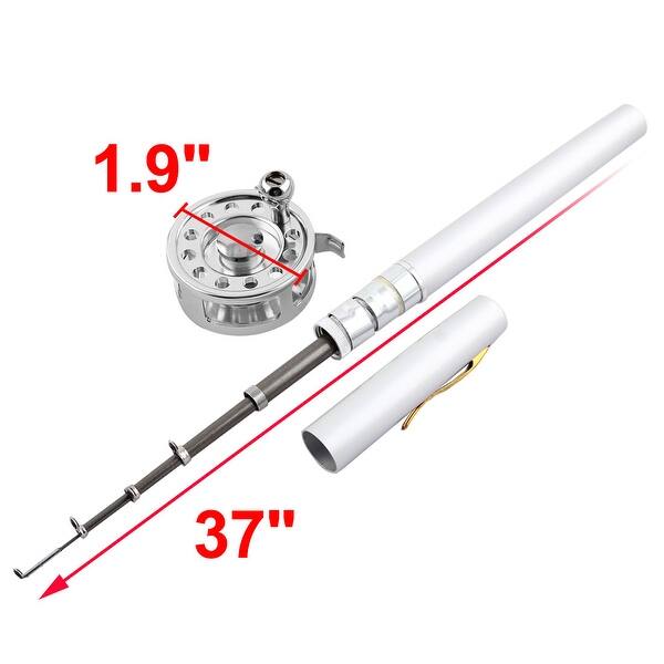 Shop Metal Pen Shaped Outdoor Angling Spinning Reel Fishing Rod Silver Tone 2 In 1 Overstock 17646398