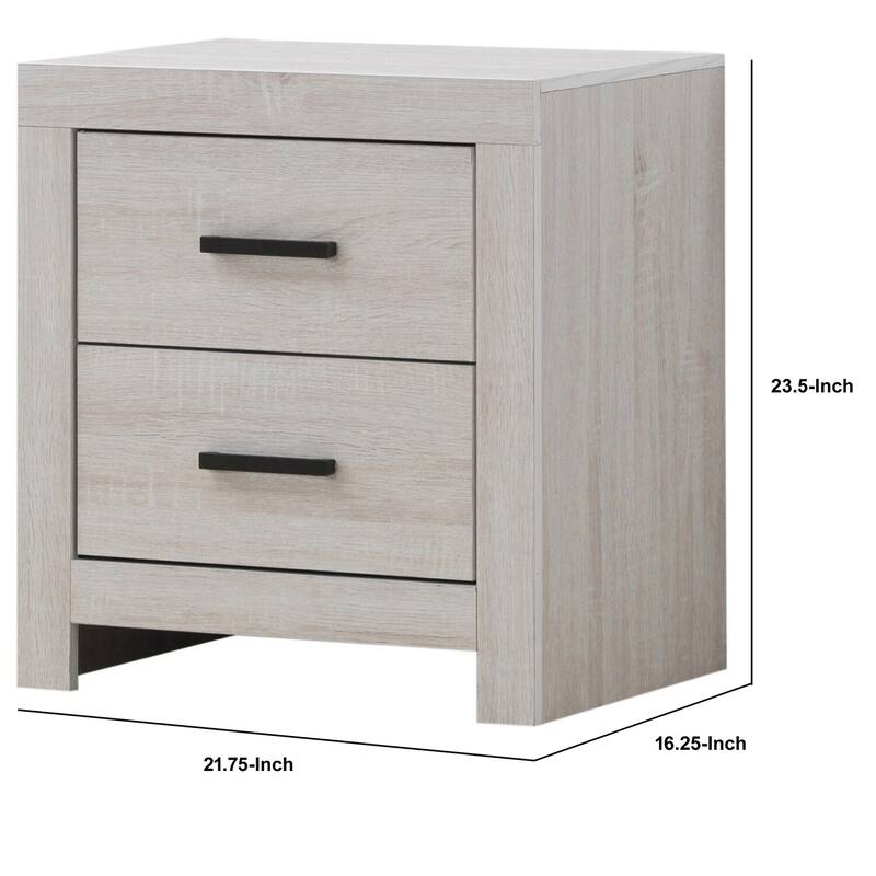 White 2 Drawer 21.75 in. W Nightstand with Sturdy Drawer Pulls