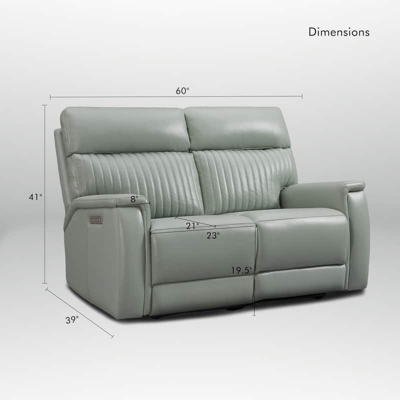Genuine Leather Reclining Loveseat with Triple Power Adjustable Headrest, Lumbar Support, Zero Gravity, USB & USB-C Ports