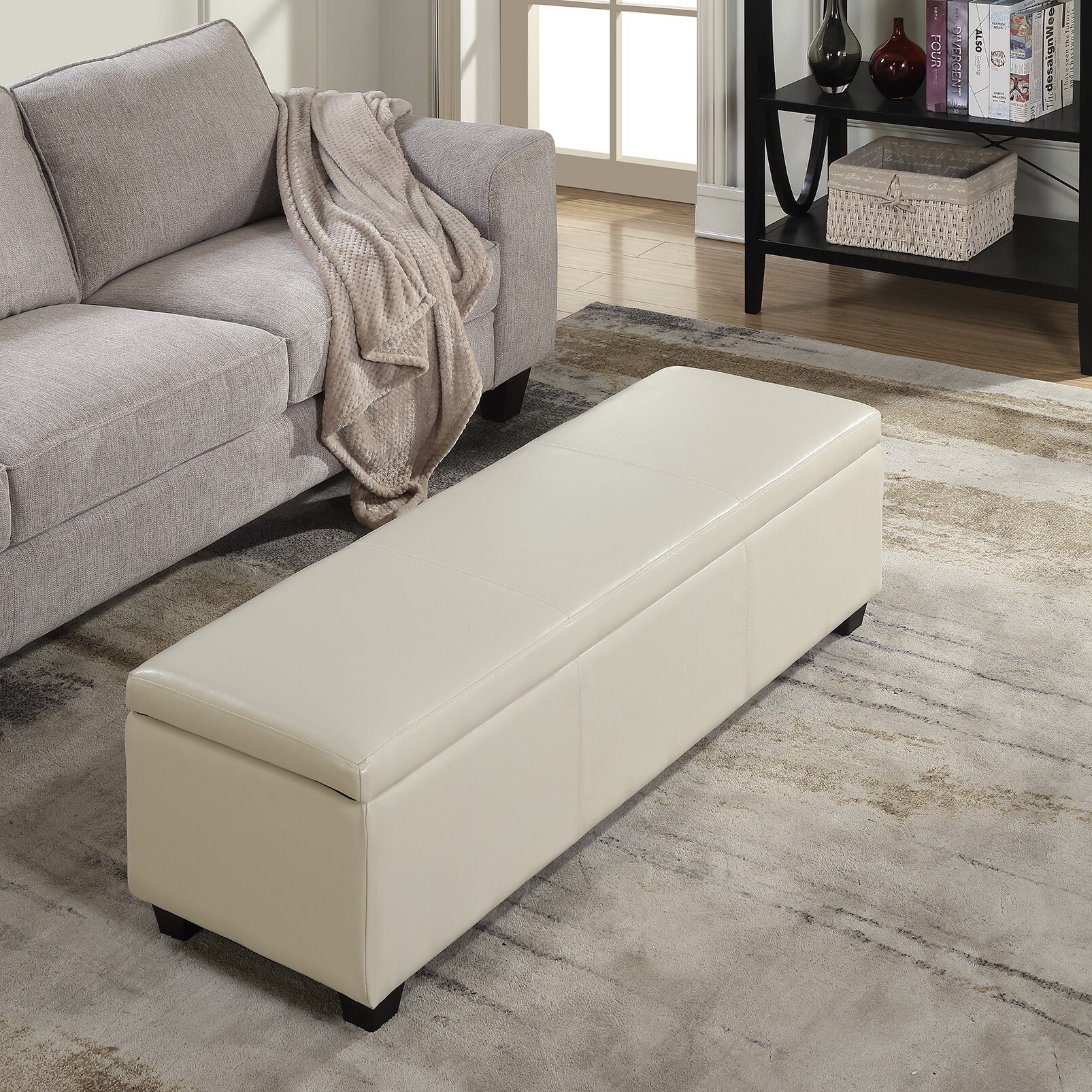 Shop Belleze Ottoman Storage Bench Room Home Faux Leather 48 Inch