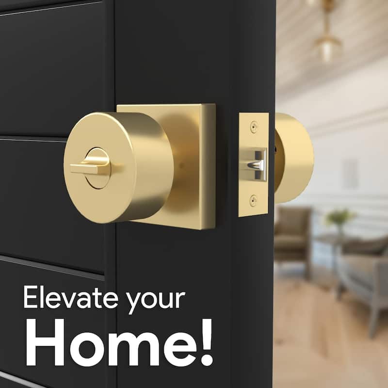 Mega Handles SUANA Square Entrance Round Knob I Knob Door Lock Handle I Fits All Standard Door Sizes I Reversible Handing