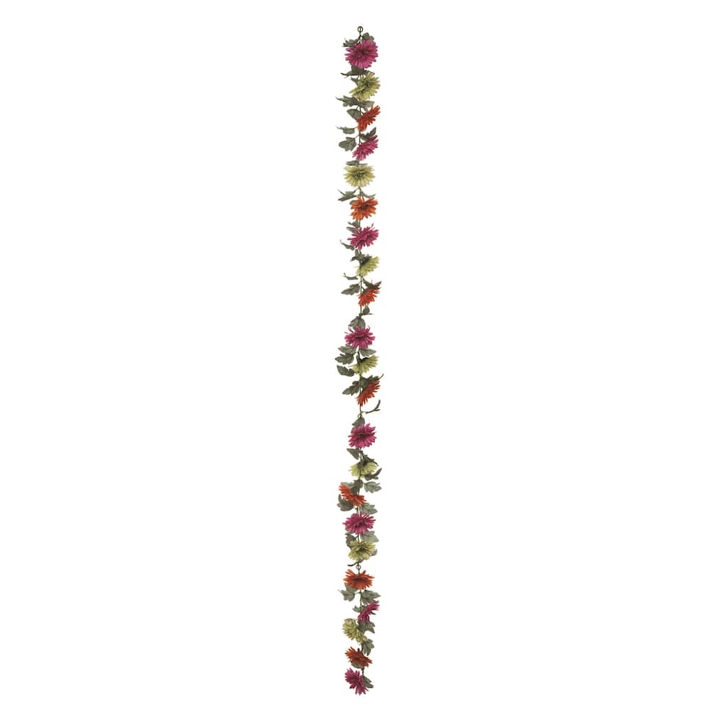 Transpac Fabric 70.87 in. Multicolor Spring Bright Daisy Garland