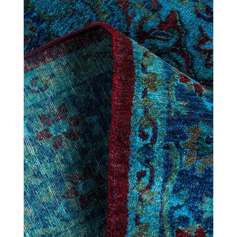 Overton Hand Knotted Wool Vintage Inspired Modern Contemporary Overdyed Blue Area Rug - 3' 2" x 5' 8"