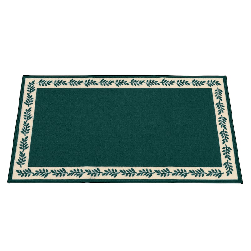 Leaf Border Skid-Resistant Soft Accent Rug - 27.000 x 3.750 x 3.500
