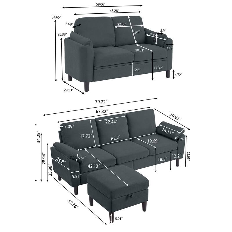 3-Pieces living room set