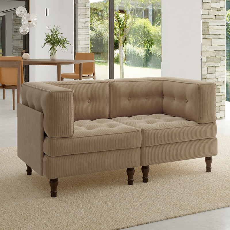 Oversized Sofa Corduroy Tufted Modular Sectional Set - Camel-2 peice - Symmetrical