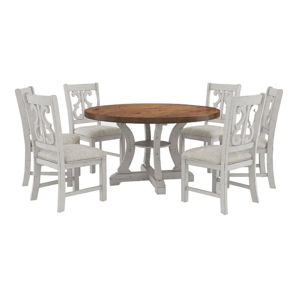 7 piece round dining set farmhouse