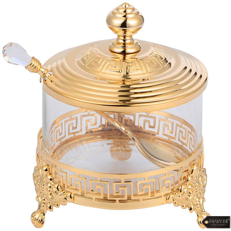 24K Gold Plated Sugar Bowl, Honey Dish, Candy Dish Glass Bowl