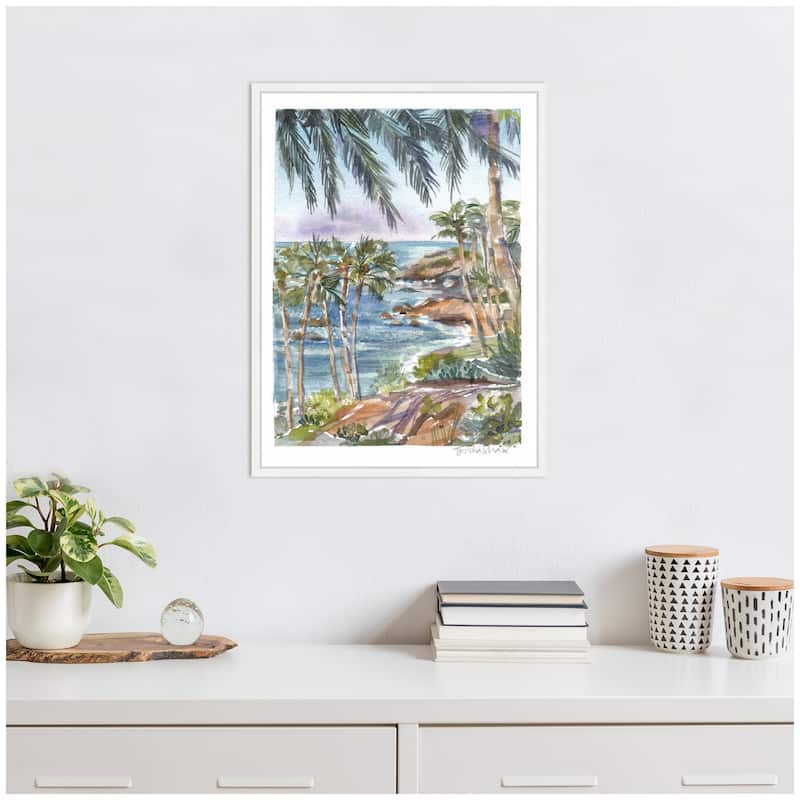 Kate and Laurel Sylvie Laguna Beach California Scene Framed Canvas by Patricia Shaw