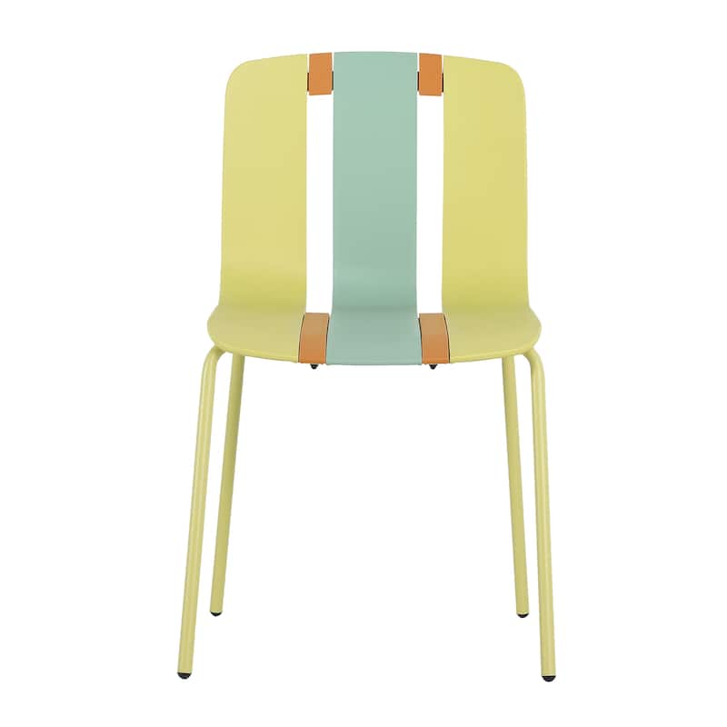 4-Pack Modern Striped Color Block Chairs - Grain Yellow,Haze Green,Tropical Orange